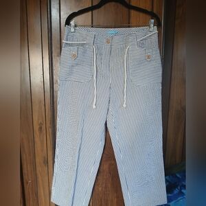 J. McLaughlin Navy and White Striped Cargo Pants